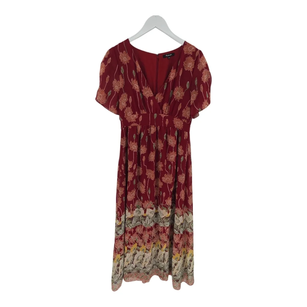 Madewell Tulip Sleeve Tall Sunflowers Maxi Dress Size 6 Autumn Floral - Picture 4 of 9